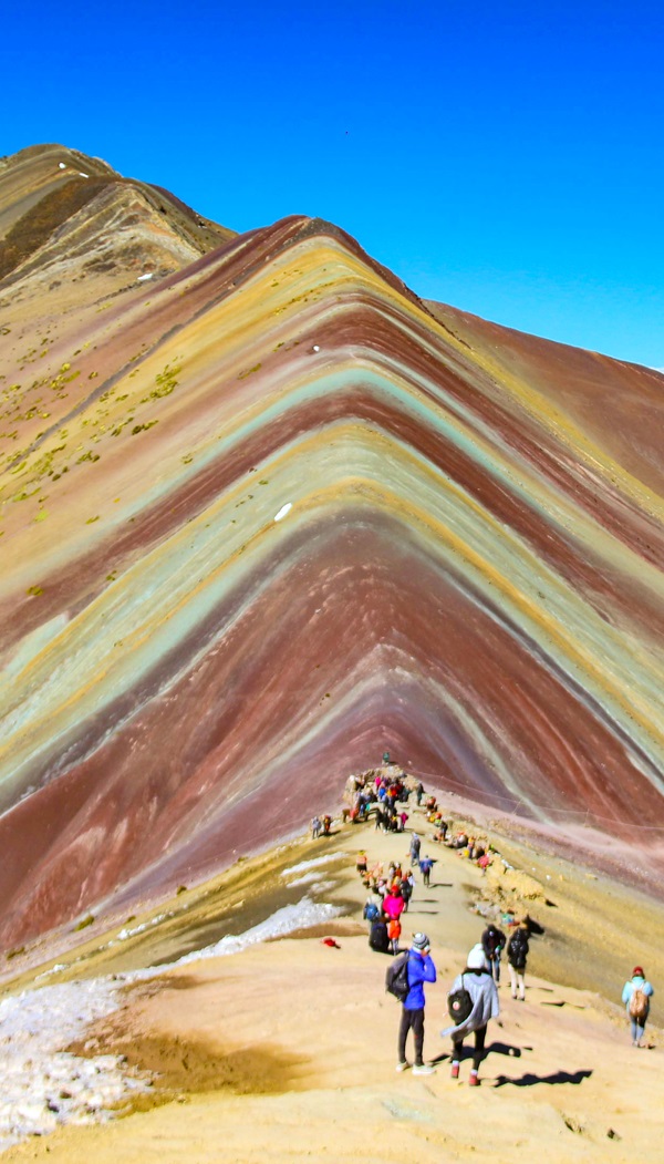 rainbow mountain with hiking tails peru